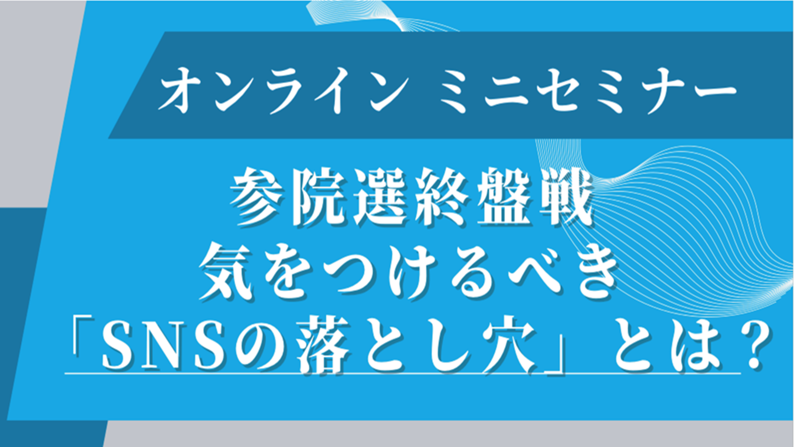 ミニセミナー 参院選終盤戦 気をつけるべき「SNSの落とし穴」とは？
